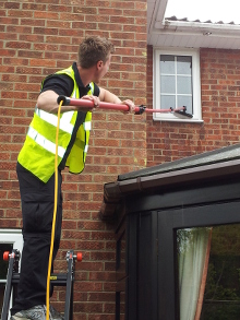 Wickham Bishops Window Cleaning above conservatory.